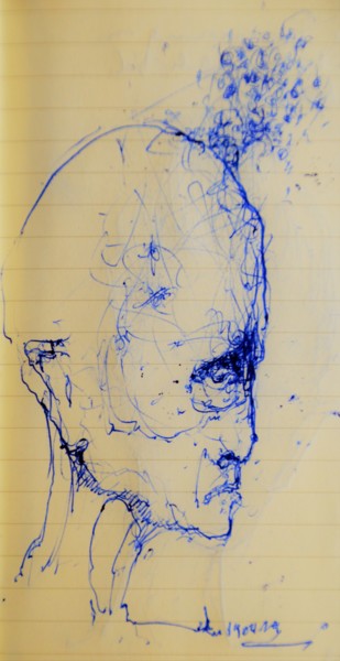 Drawing titled "Dann heul doch! (1)" by Stephan Rodriguez Warnemünde, Original Artwork, Ballpoint pen