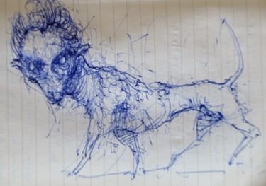 Drawing titled "Du Hund! (2)" by Stephan Rodriguez Warnemünde, Original Artwork, Ballpoint pen