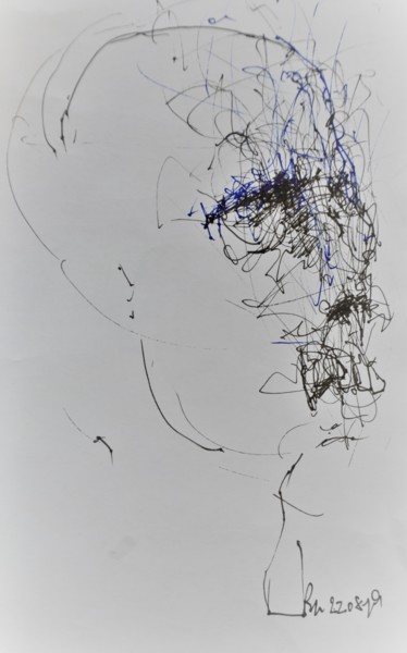 Drawing titled "Maulheld" by Stephan Rodriguez Warnemünde, Original Artwork, Ballpoint pen