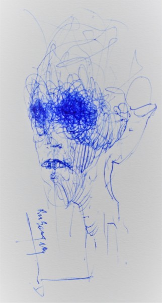 Drawing titled "Meine Fresse" by Stephan Rodriguez Warnemünde, Original Artwork, Ballpoint pen