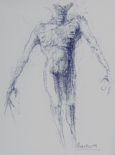 Drawing titled "Auferstehung des Fl…" by Stephan Rodriguez Warnemünde, Original Artwork, Ballpoint pen