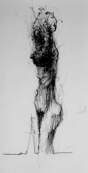 Drawing titled "Bäumin" by Stephan Rodriguez Warnemünde, Original Artwork, Ballpoint pen