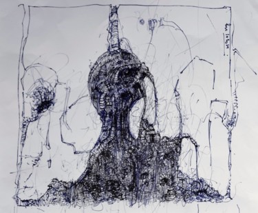 Рисунок под названием "Ruschkoffs Erwachen…" - Stephan Rodriguez Warnemünde, Подлинное произведение искусства, Шариковая руч…
