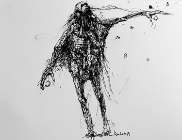 Drawing titled "Und wenn er kommt?…" by Stephan Rodriguez Warnemünde, Original Artwork, Ink