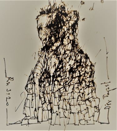 Drawing titled "Der Papst" by Stephan Rodriguez Warnemünde, Original Artwork, Ink