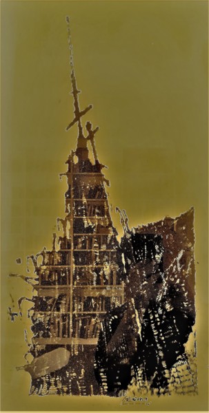 Arte digitale intitolato "Kirche frisst Bombe…" da Stephan Rodriguez Warnemünde, Opera d'arte originale, Lavoro digitale 2D