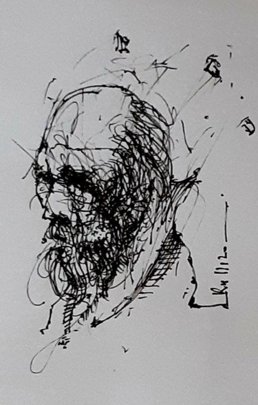 Zeichnungen mit dem Titel "Dostojewski" von Stephan Rodriguez Warnemünde, Original-Kunstwerk, Tinte