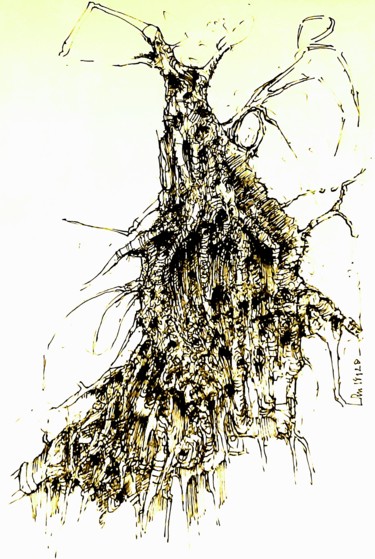Disegno intitolato "Im Stehen sterben (…" da Stephan Rodriguez Warnemünde, Opera d'arte originale, Inchiostro