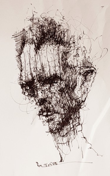 Drawing titled "Angst fressen Seele…" by Stephan Rodriguez Warnemünde, Original Artwork, Ink