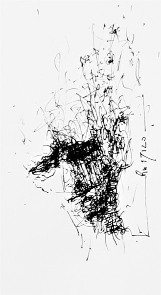 Drawing titled "Der Verdenker (2)" by Stephan Rodriguez Warnemünde, Original Artwork, Ink