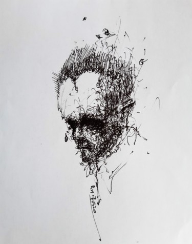 Drawing titled "Der Verdenker (3)" by Stephan Rodriguez Warnemünde, Original Artwork, Ink