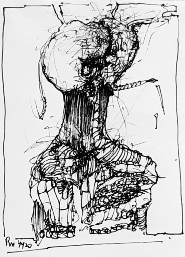 Drawing titled "Die Austreibung" by Stephan Rodriguez Warnemünde, Original Artwork, Ink