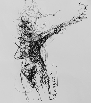 Drawing titled "Eva greift nach dem…" by Stephan Rodriguez Warnemünde, Original Artwork, Ink