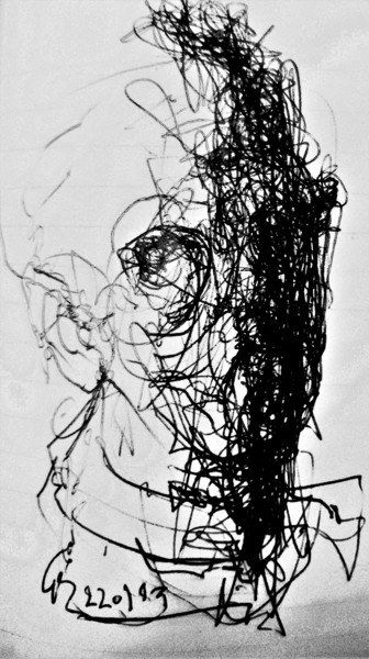 Drawing titled "Schweigen" by Stephan Rodriguez Warnemünde, Original Artwork, Ballpoint pen