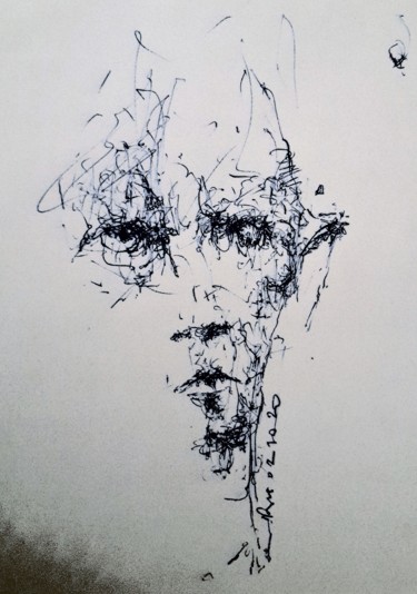 Drawing titled "Wovon man nicht spr…" by Stephan Rodriguez Warnemünde, Original Artwork, Ballpoint pen