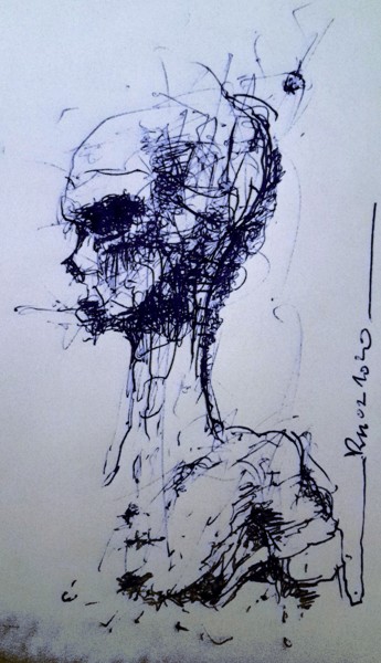 Drawing titled "This Body of Death" by Stephan Rodriguez Warnemünde, Original Artwork, Ballpoint pen