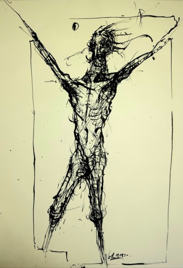 Zeichnungen mit dem Titel "Die Krone der Schöp…" von Stephan Rodriguez Warnemünde, Original-Kunstwerk, Tinte