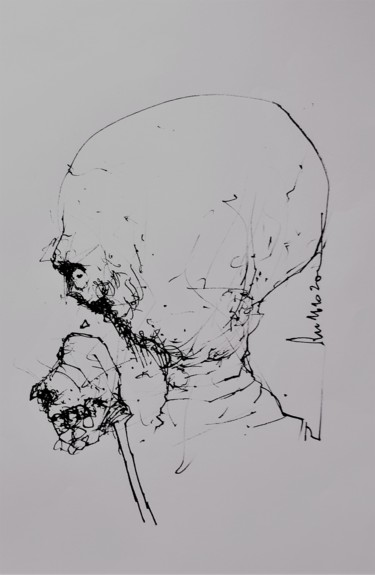 Zeichnungen mit dem Titel "Der Beleidigte (2)" von Stephan Rodriguez Warnemünde, Original-Kunstwerk, Tinte