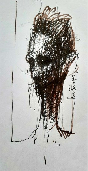 Zeichnungen mit dem Titel "Schwanenhals (2)" von Stephan Rodriguez Warnemünde, Original-Kunstwerk, Tinte