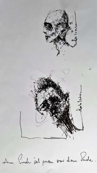 Tekening getiteld "Hiob (43)" door Stephan Rodriguez Warnemünde, Origineel Kunstwerk, Inkt