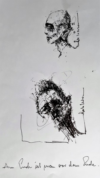 Dessin intitulée "Hiob (43)" par Stephan Rodriguez Warnemünde, Œuvre d'art originale, Encre