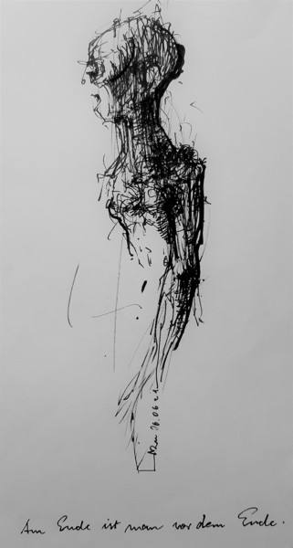 Dessin intitulée "Am Ende ist man vor…" par Stephan Rodriguez Warnemünde, Œuvre d'art originale, Encre