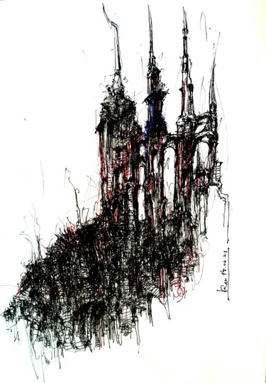 Dessin intitulée "Babel" par Stephan Rodriguez Warnemünde, Œuvre d'art originale, Encre
