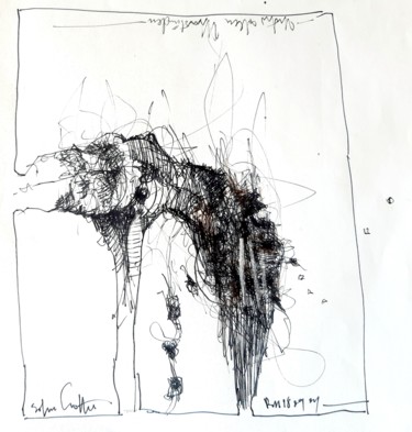 Рисунок под названием "Schmerzensmann (5)" - Stephan Rodriguez Warnemünde, Подлинное произведение искусства, Гелевая ручка