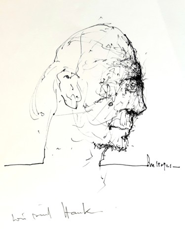 Disegno intitolato "Wir sind Hank." da Stephan Rodriguez Warnemünde, Opera d'arte originale, Penna gel