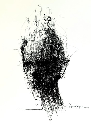 Drawing titled "Hiob (49)" by Stephan Rodriguez Warnemünde, Original Artwork, Gel pen