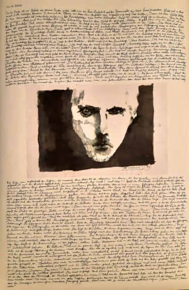 Tekening getiteld "In der Kelter" door Stephan Rodriguez Warnemünde, Origineel Kunstwerk, Inkt