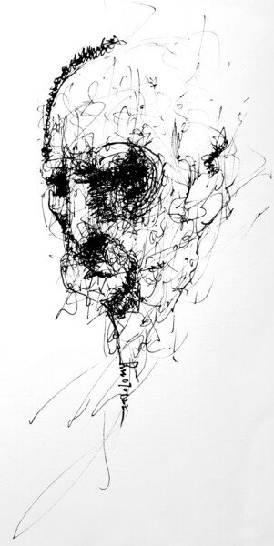 Drawing titled "Der Untergeher (2)" by Stephan Rodriguez Warnemünde, Original Artwork, Ink