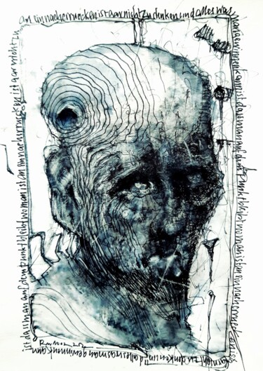 Disegno intitolato "An ein Näherrücken…" da Stephan Rodriguez Warnemünde, Opera d'arte originale, Inchiostro
