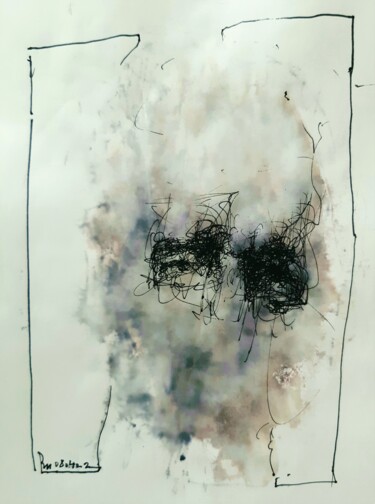 Tekening getiteld "Die Wüste wächst." door Stephan Rodriguez Warnemünde, Origineel Kunstwerk, Inkt