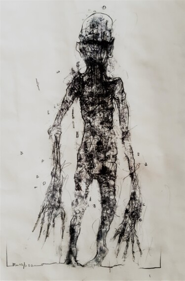 Рисунок под названием "Grendel kommt." - Stephan Rodriguez Warnemünde, Подлинное произведение искусства, Карандаш
