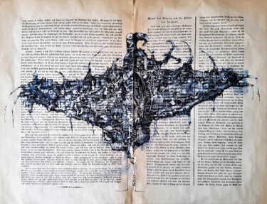 Tekening getiteld "Pommerland (4)" door Stephan Rodriguez Warnemünde, Origineel Kunstwerk, Inkt