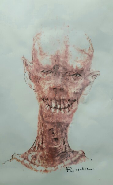 Rysunek zatytułowany „"Der Tod lächelt un…” autorstwa Stephan Rodriguez Warnemünde, Oryginalna praca, Atrament