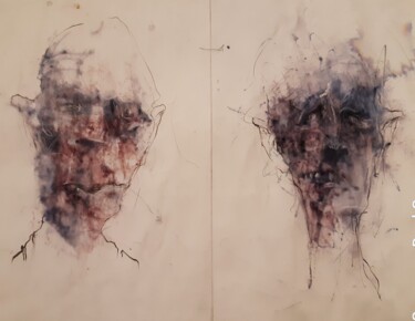 Рисунок под названием "Kain und Abel (2)" - Stephan Rodriguez Warnemünde, Подлинное произведение искусства, Чернила