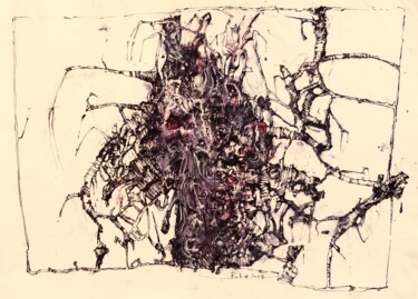 Tekening getiteld "Gewächse (1)" door Stephan Rodriguez Warnemünde, Origineel Kunstwerk, Inkt