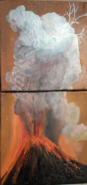 Malerei mit dem Titel "Into the inferno" von Warren Griessel, Original-Kunstwerk, Öl