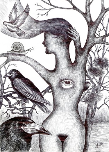 Rysunek zatytułowany „Dziwny sen 2” autorstwa Waldemar Wojtowicz, Oryginalna praca, Marker