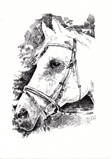 Rysunek zatytułowany „Koń” autorstwa Waldemar Wojtowicz, Oryginalna praca, Marker