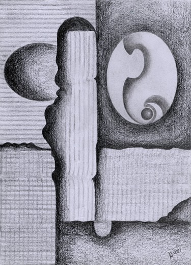 Dibujo titulada "Geometry" por Waldemar Wojtowicz, Obra de arte original, Lápiz