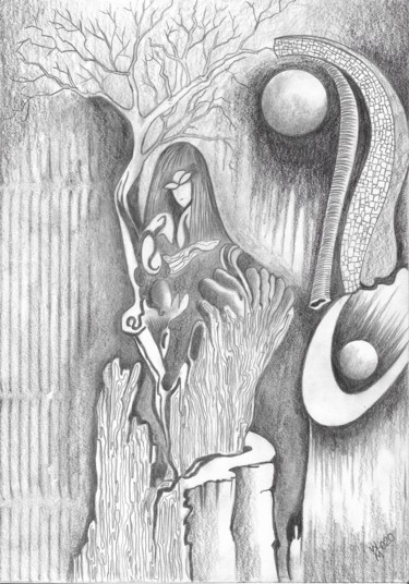 Dessin intitulée "Percepcja" par Waldemar Wojtowicz, Œuvre d'art originale, Crayon