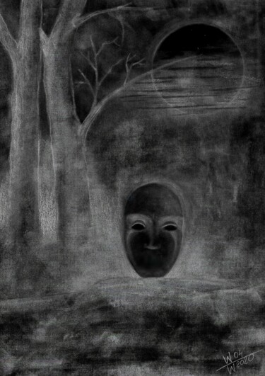 Drawing titled "BEZSENNA NOC" by Waldemar Wojtowicz, Original Artwork, Charcoal