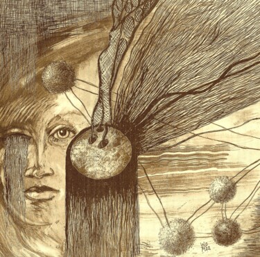 Zeichnungen mit dem Titel ""Uruchomienie"" von Waldemar Wojtowicz, Original-Kunstwerk, Tinte