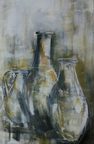 Peinture intitulée "Trio of Vessels" par Wasantha Ranjan, Œuvre d'art originale, Acrylique Monté sur Châssis en bois