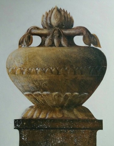 Картина под названием "The Pot of Fertility" - Wasantha Ranjan, Подлинное произведение искусства, Акрил Установлен на Деревя…