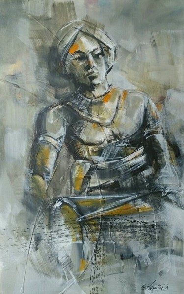 Painting titled "Master of Routine" by Wasantha Ranjan, Original Artwork, Acrylic Mounted on Wood Stretcher frame