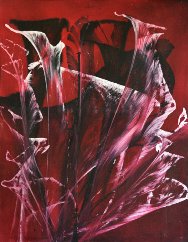 Peinture intitulée "Crimson Bouquet" par Wasantha Ranjan, Œuvre d'art originale, Acrylique Monté sur Châssis en bois